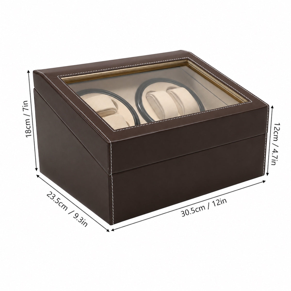 Coffret remontoir Maison Orvian Cosmos marron en simili cuir avec couvercle vitré pour 10 montres automatiques