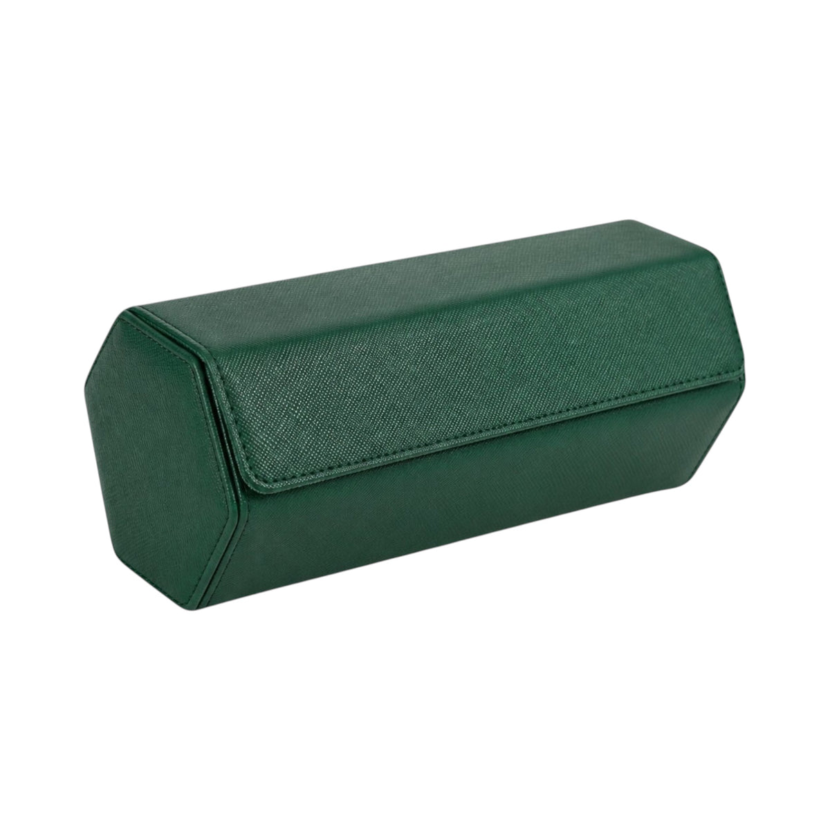 Étui de voyage Maison Orvian pour 3 montres en cuir vert texturé avec fermeture sécurisée