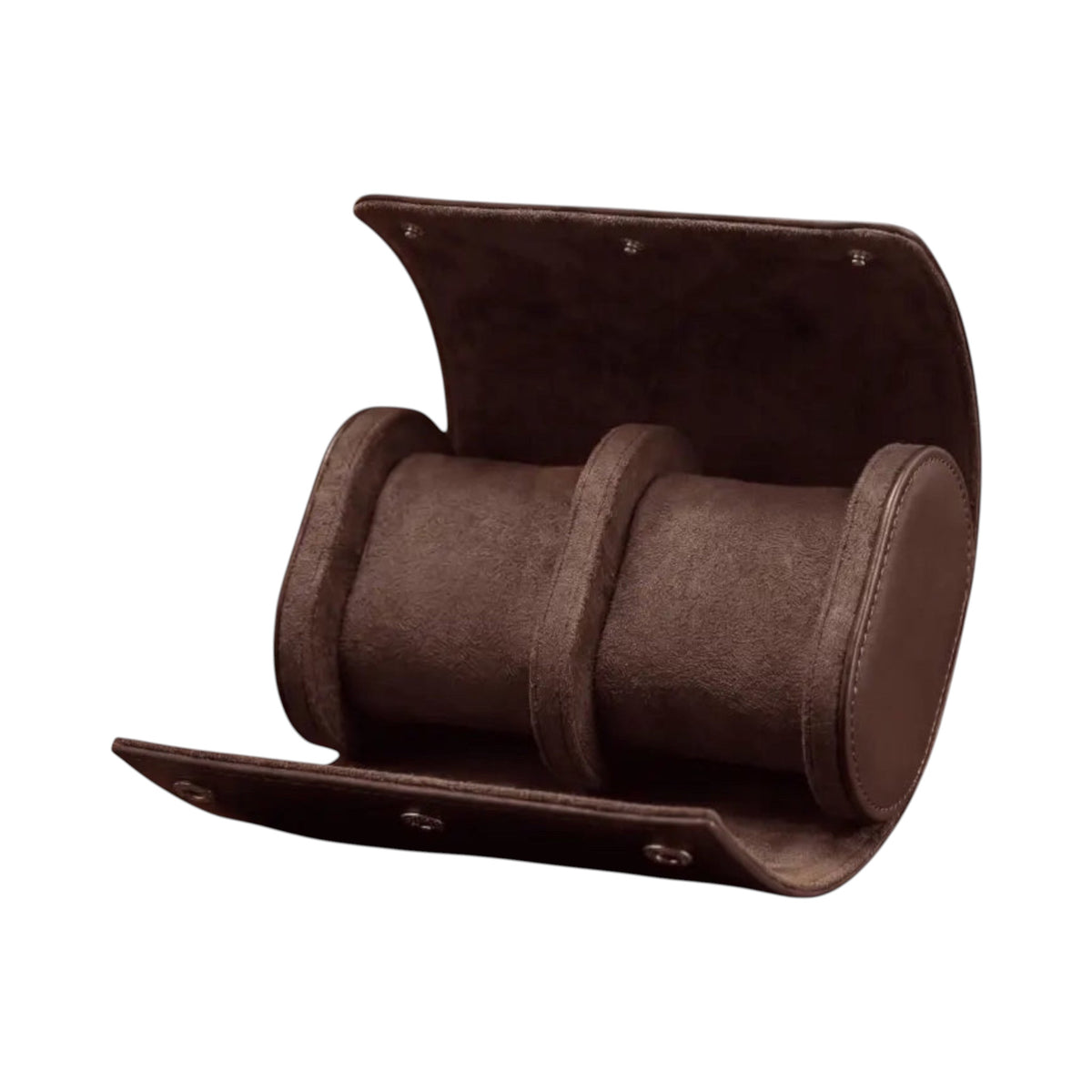 Étui de voyage Maison Orvian pour 2 montres en similicuir marron ébène avec intérieur en microfibre douce