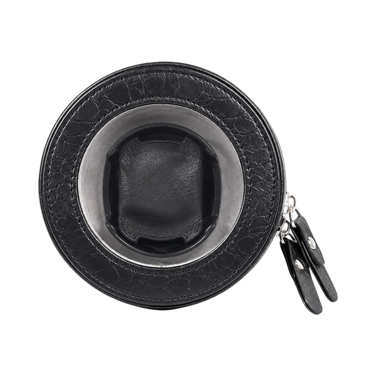 Remontoir pour montre automatique Maison Orvian Orion noir en simili cuir façon crocodile avec coussin intérieur