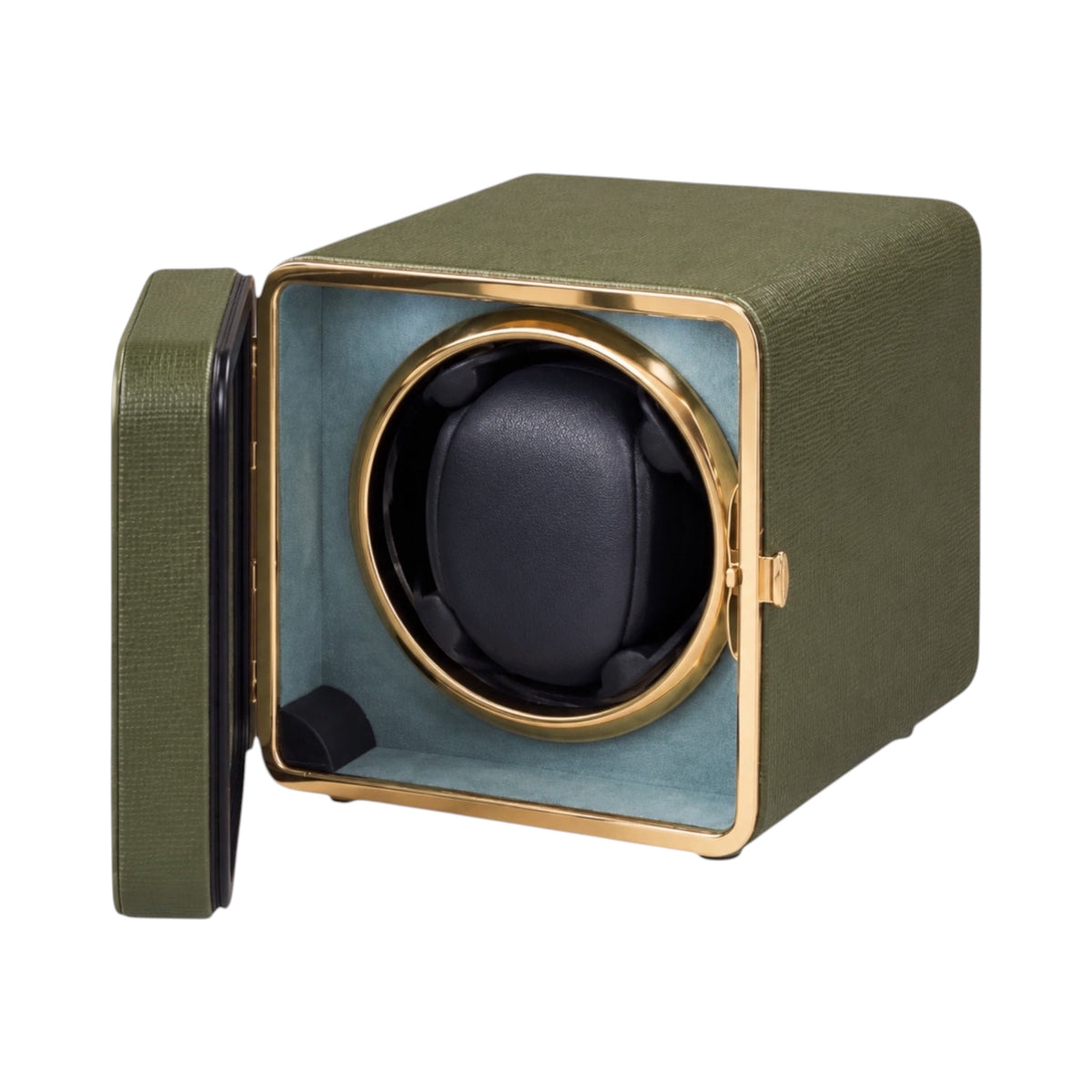 Remontoir pour montre automatique Maison Orvian Boréale vert émeraude en cuir PU avec finition dorée