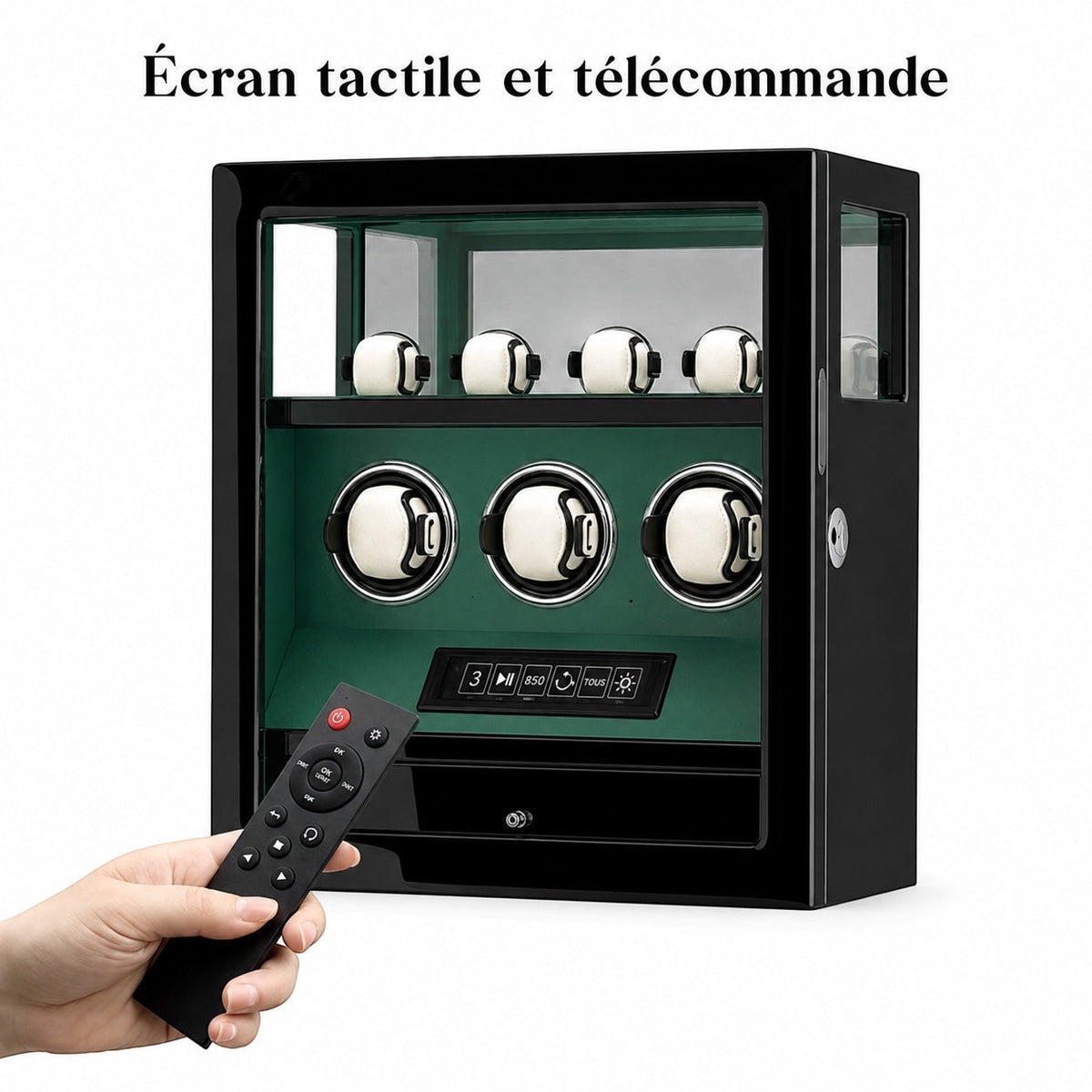 Remontoir Véga 3 montres vert, écran tactile, télécommande et lecteur d'empreinte — Maison Orvian