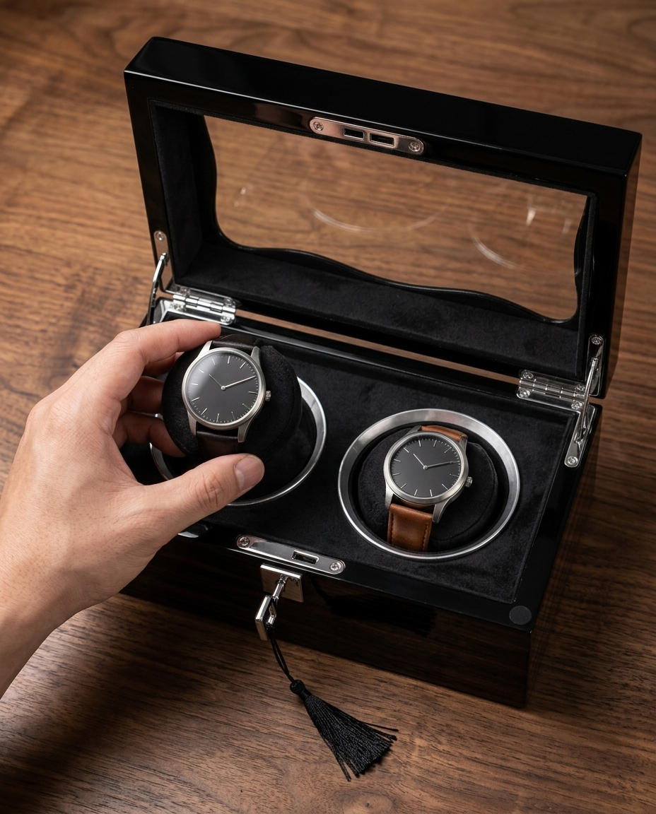 Main qui prend une montre dans la boîte Opéra 2 montres