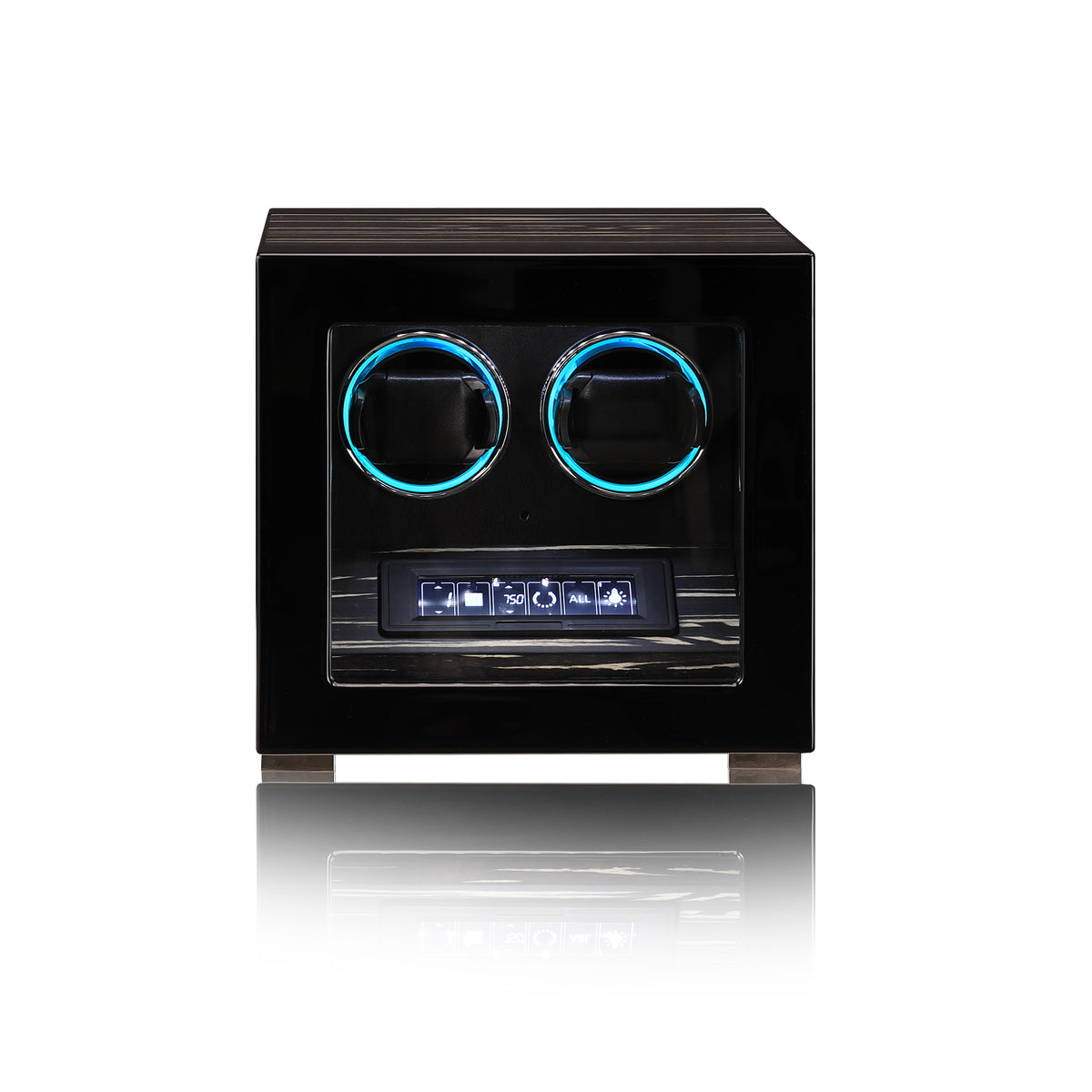 Remontoir Lyra 2 montres ébène laqué à empreinte digitale – Maison Orvian