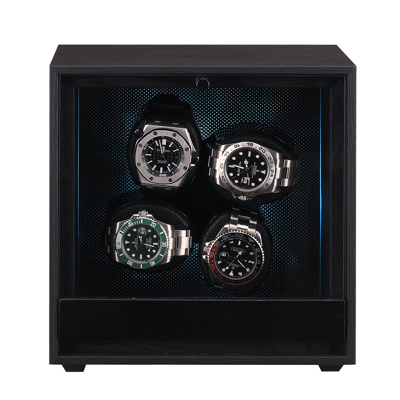 Remontoir Zénith 4 montres noir bois et carbone – Maison Orvian