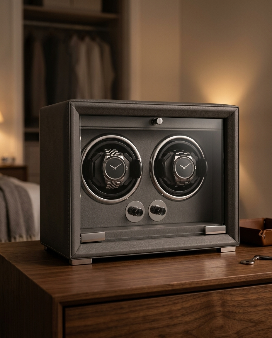 Remontoir Andromède 2 montres sur une commode