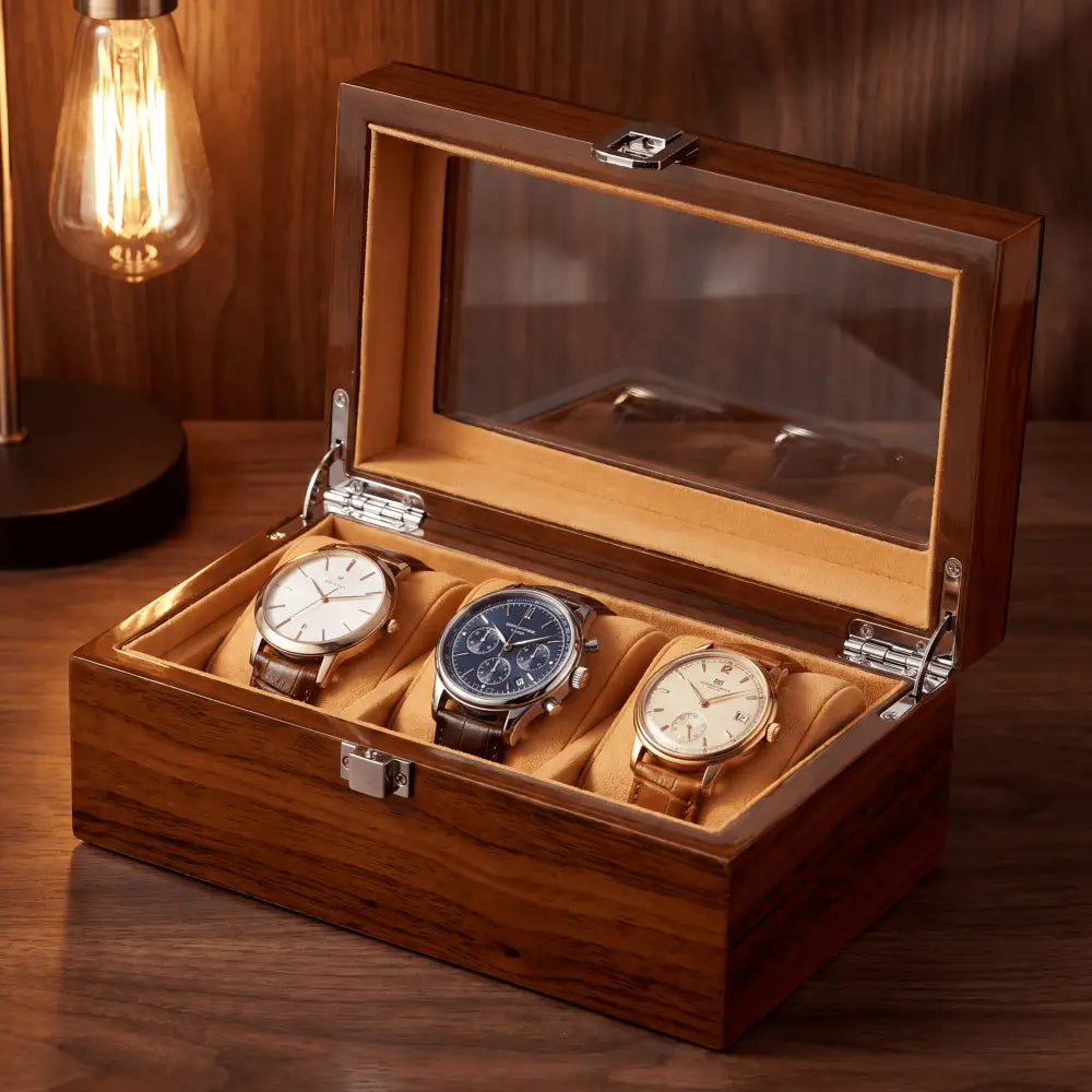 Boîte à montres Rivoli brun 3 montres — Maison Orvian