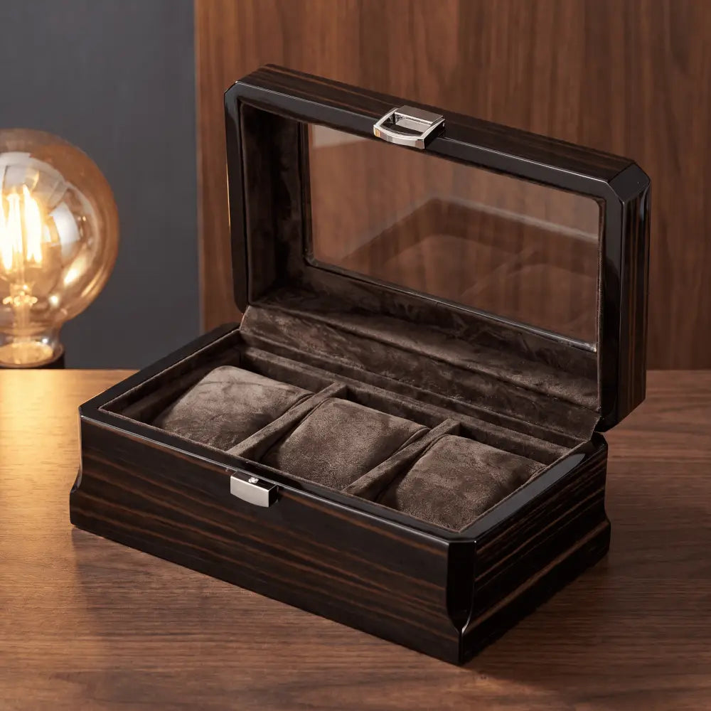Boîte à montres Richelieu noir 3 montres — Maison Orvian