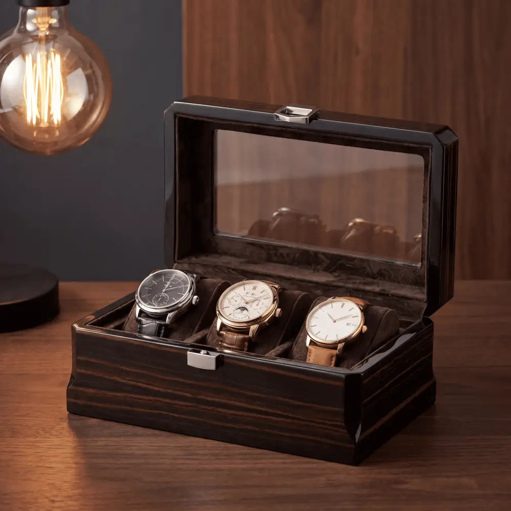 Boîte à montres Richelieu noir 3 montres — Maison Orvian
