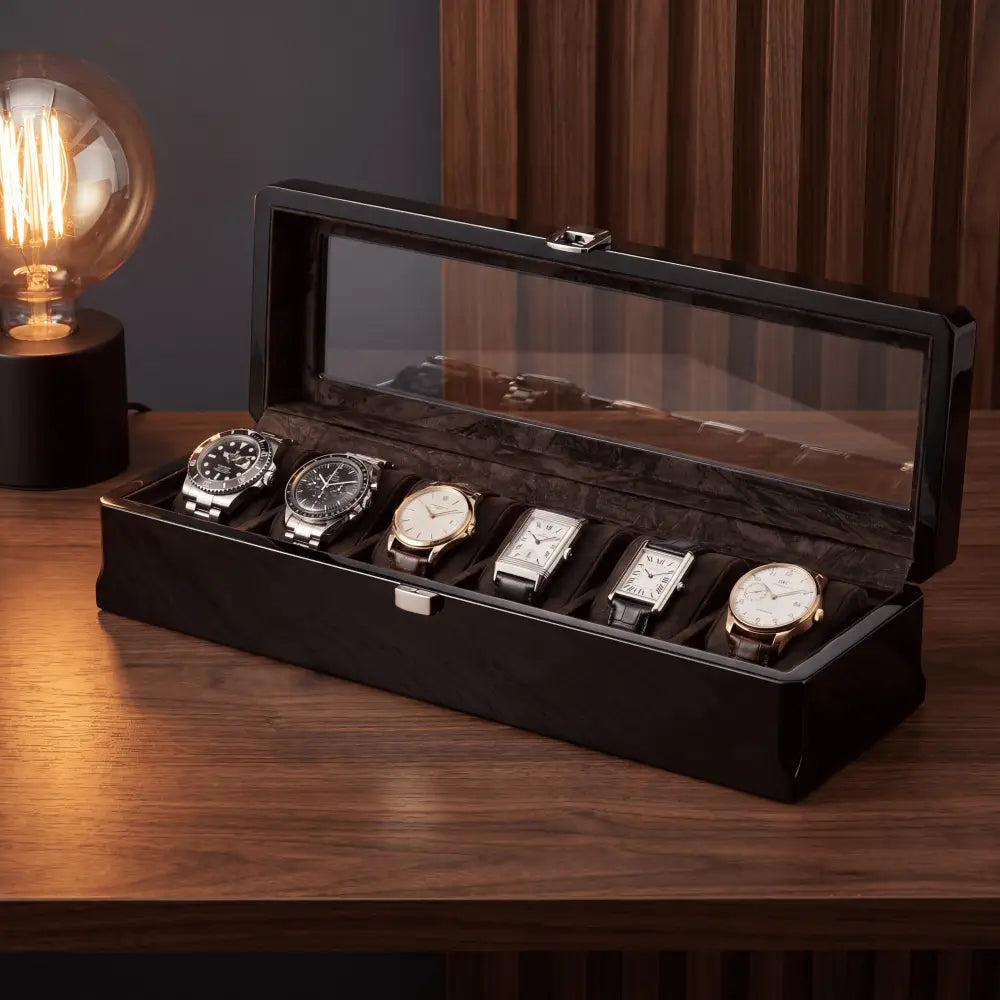 Boîte à montres Richelieu noir 6 montres — Maison Orvian