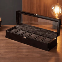Boîte à montres Richelieu noir 6 montres — Maison Orvian