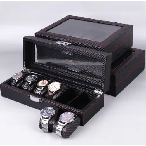 Boîte à montres Haussmann cuir noir 6 montres — Maison Orvian
