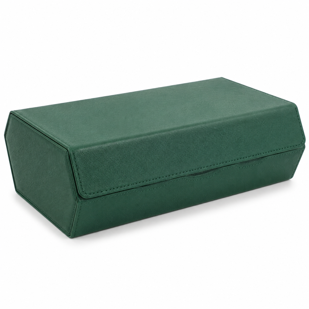 Étui Traversée huit montres fermé, cuir grainé vert et format rectangulaire — Maison Orvian