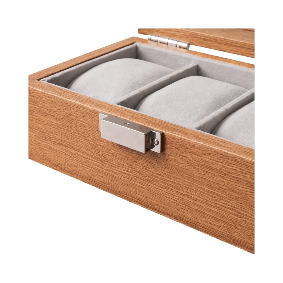 Boîte à montres Luxembourg en bambou naturel, fermoir métallique argenté — Maison Orvian