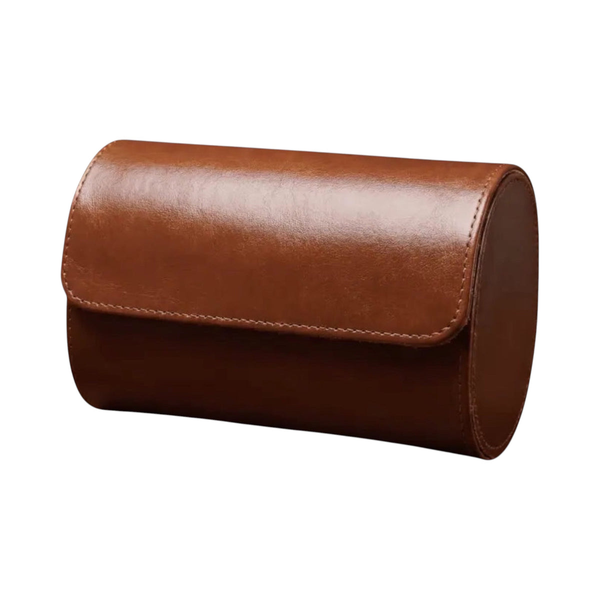 Étui de voyage Maison Orvian pour 2 montres en similicuir marron cognac avec fermeture sécurisée
