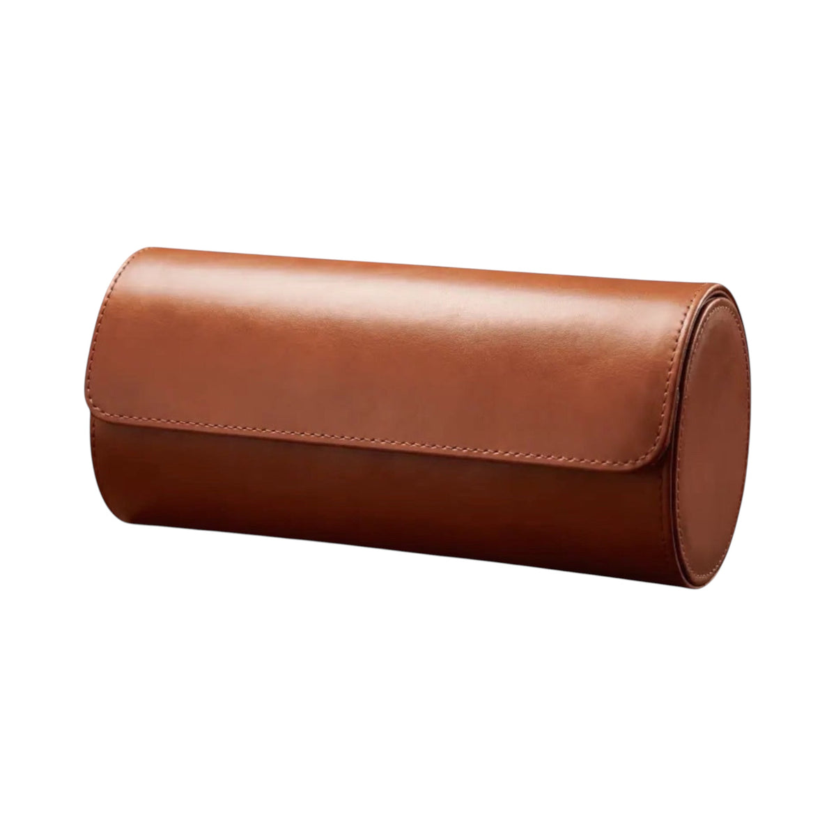 Étui de voyage Maison Orvian pour 3 montres en similicuir marron cognac avec finition élégante et coutures ton sur ton