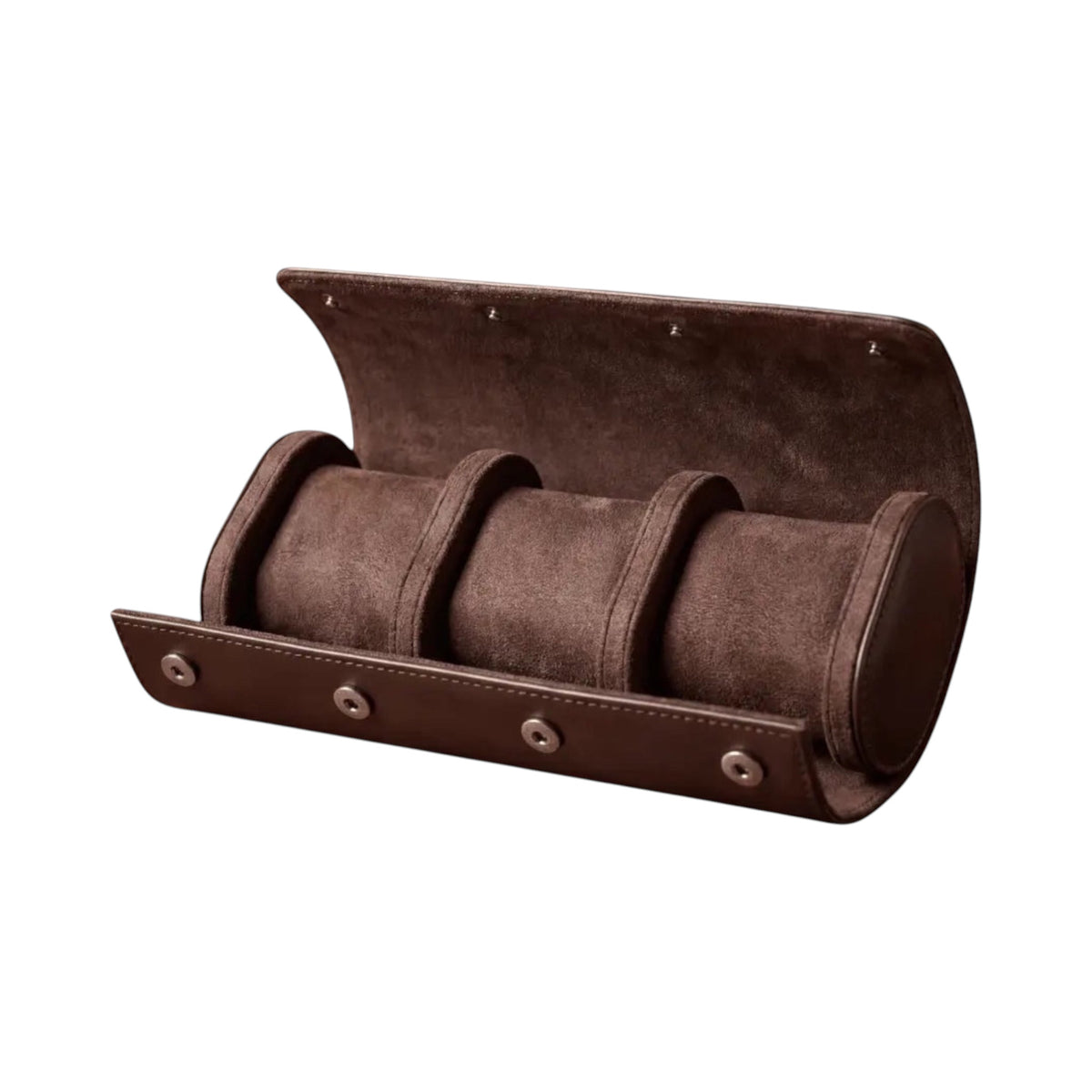 Étui de voyage Maison Orvian pour 3 montres en similicuir marron avec intérieur en microfibre douce