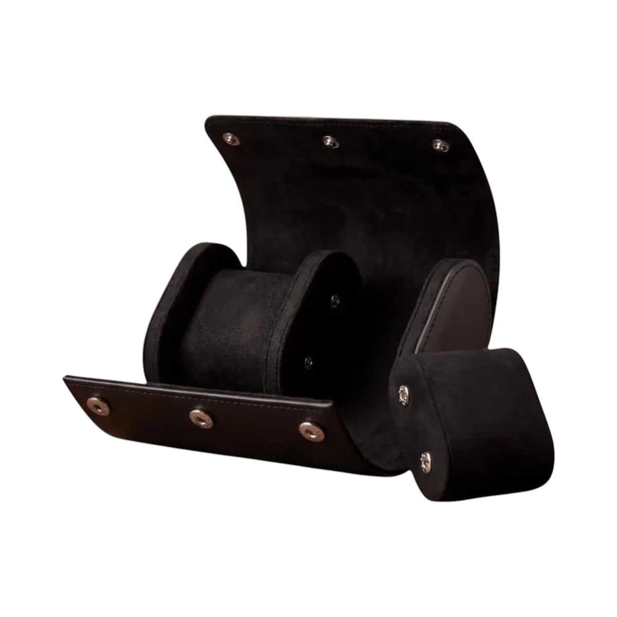 Étui de voyage Maison Orvian pour 2 montres en similicuir noir avec intérieur en microfibre douce et boutons-pression