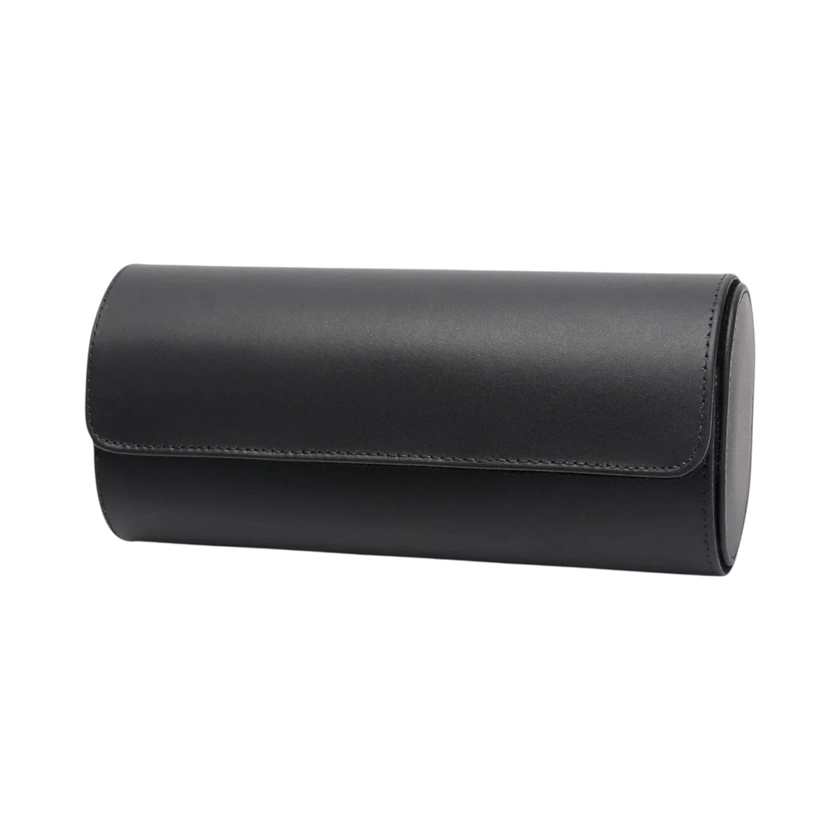 Étui de voyage pour 3 montres Maison Orvian en similicuir noir mat avec intérieur en microfibre protectrice