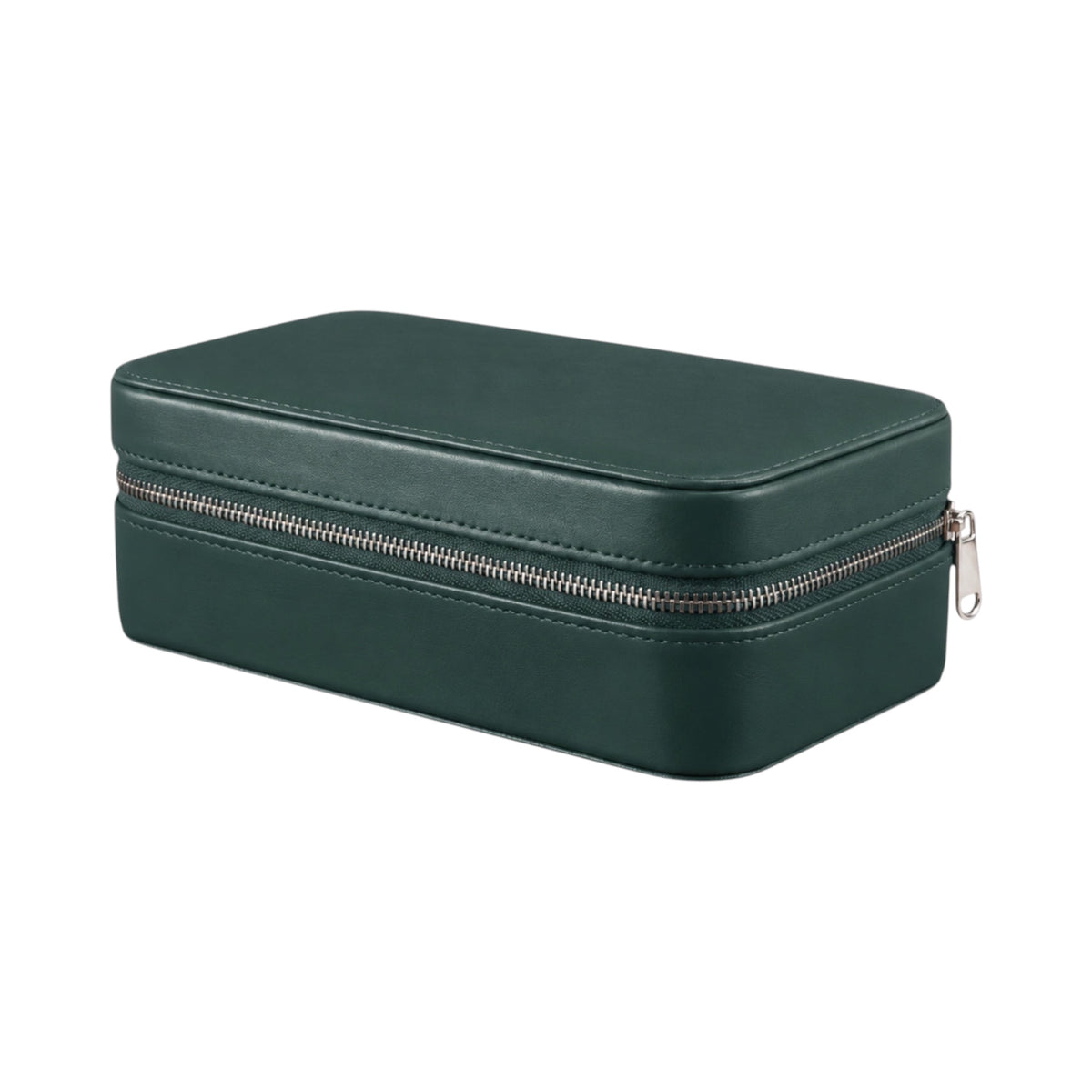 Étui de voyage Maison Orvian pour 3 montres en cuir vert avec fermeture éclair sécurisée