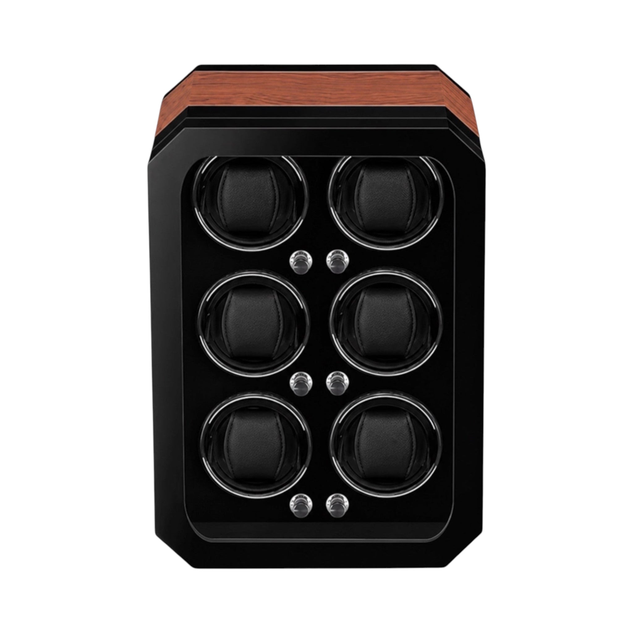 Remontoir Maison Orvian Cassiopée noir pour 6 montres automatiques avec finition laque piano et détails en bois