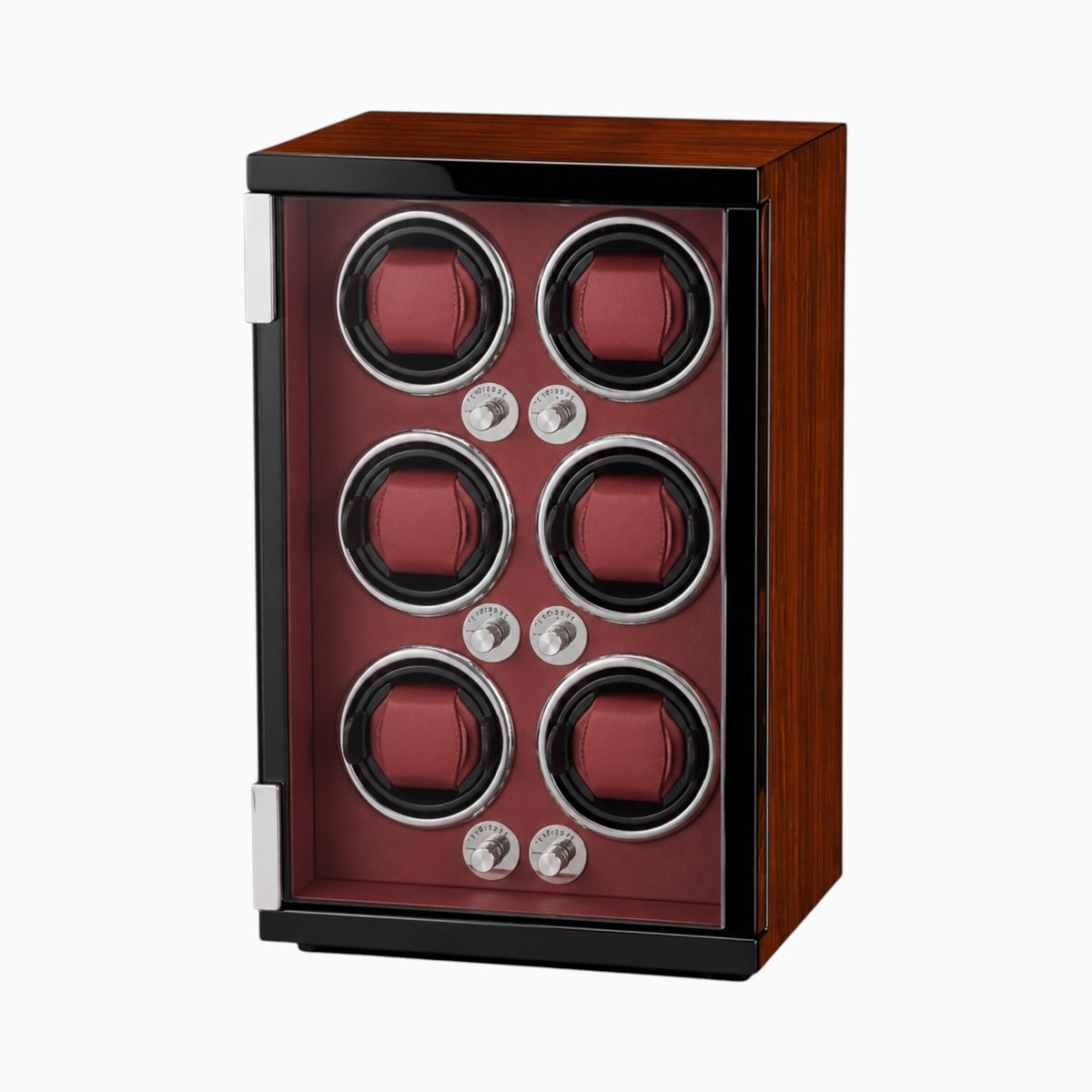Remontoir Antarès Maison Orvian pour 6 montres automatiques en bois massif avec intérieur en cuir rouge et éclairage LED