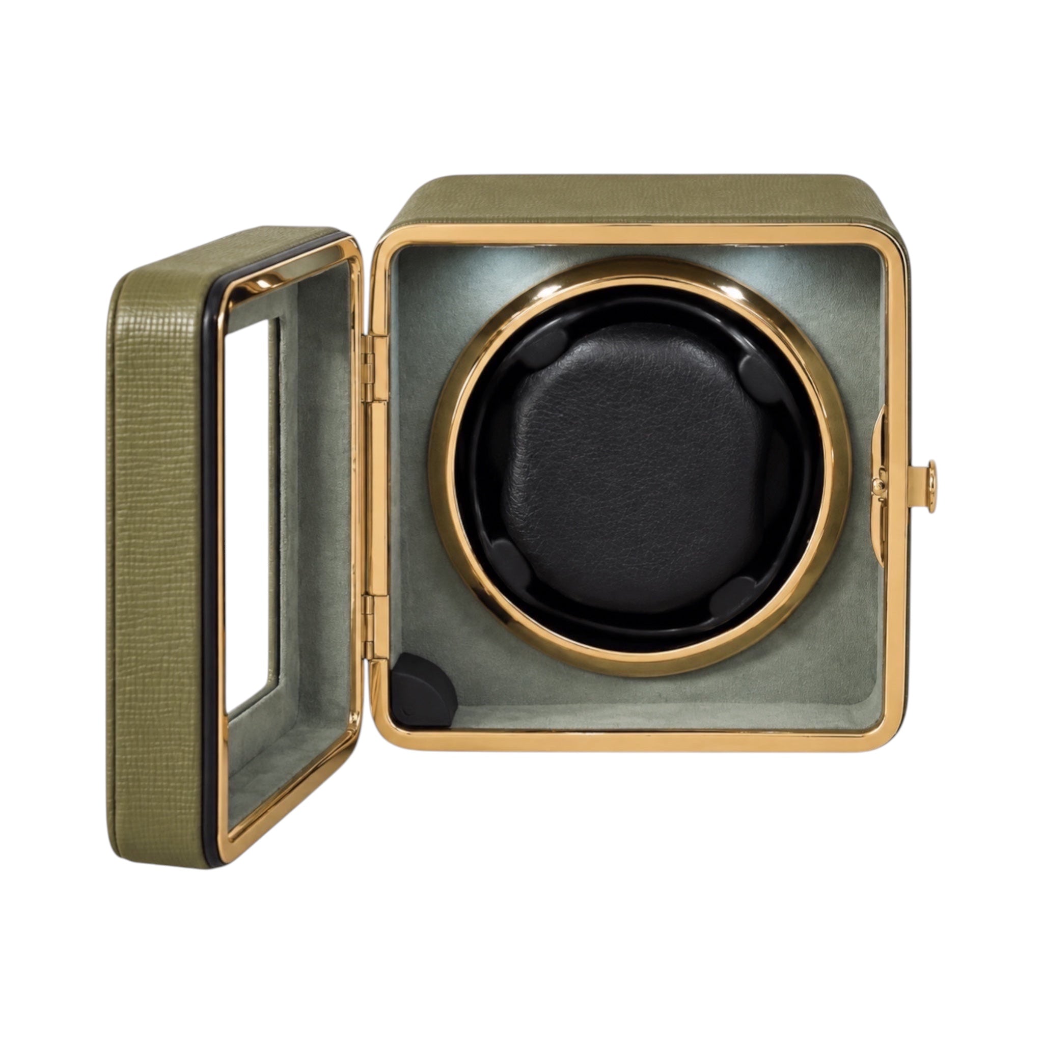 Remontoir pour montre automatique Maison Orvian Boréale vert émeraude en cuir PU avec finition dorée