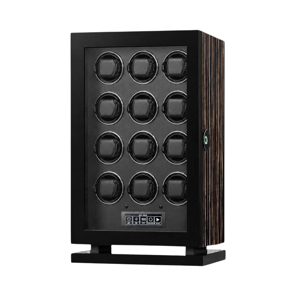 Remontoir Maison Orvian Sirius pour 12 montres automatiques en bois noir avec écran LCD et serrure biométrique