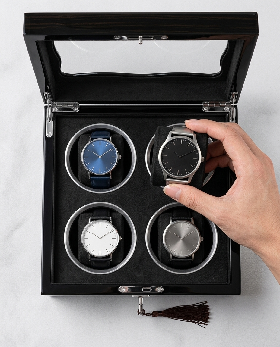Quatre montres sur deux rangées dans la boîte Opéra