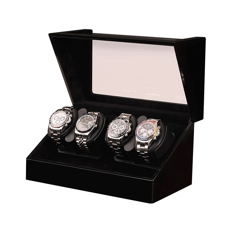 Remontoir Atlas 4 montres 4 montres finition noir laqué en bois laqué – Maison Orvian