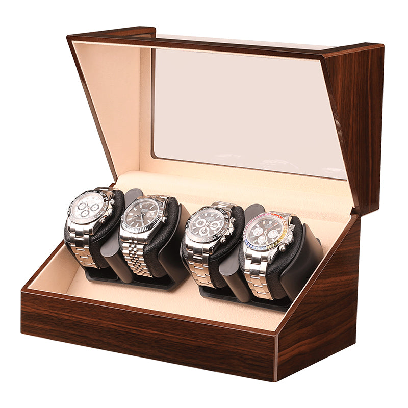 Remontoir Atlas 4 montres 4 montres finition noyer en bois laqué – Maison Orvian