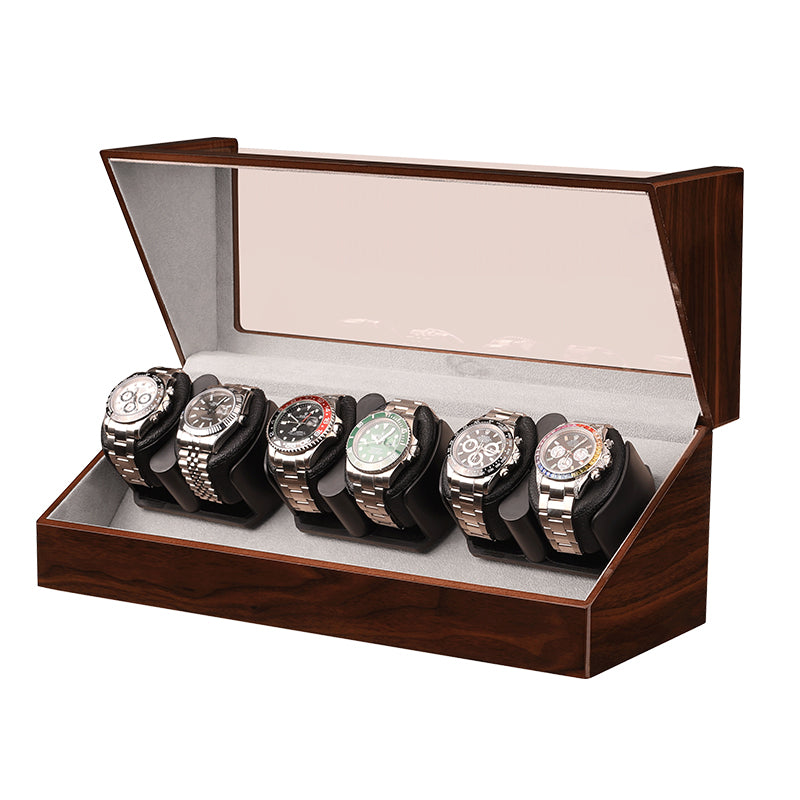 Remontoir Atlas 6 montres 6 montres finition noyer en bois laqué – Maison Orvian