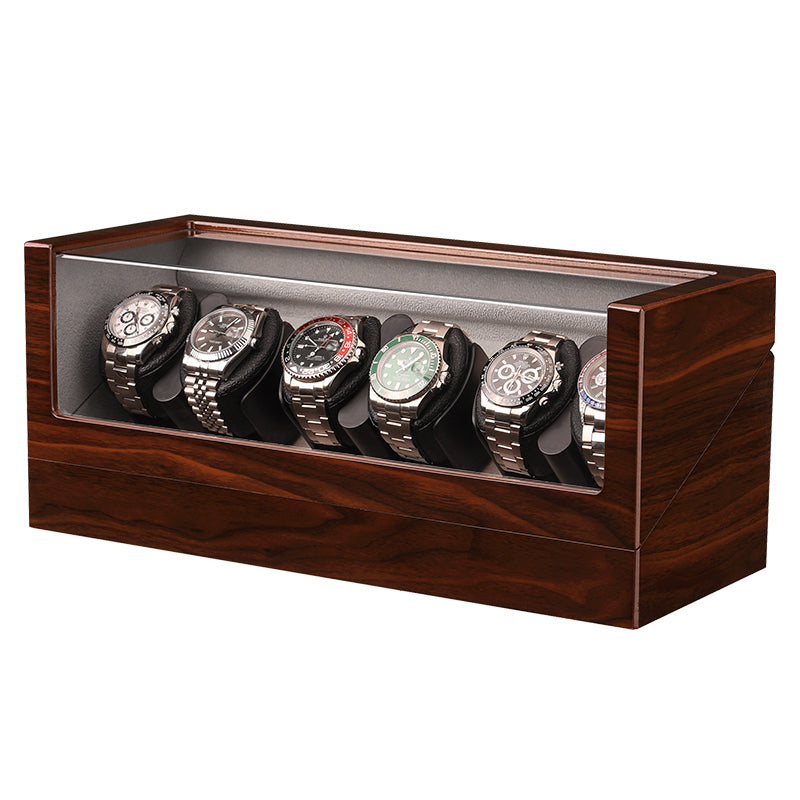 Remontoir Atlas 6 montres 6 montres finition noyer en bois laqué – Maison Orvian
