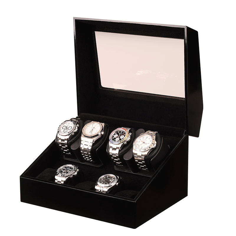 Remontoir Hélios 4 montres 4 montres finition noir laqué en bois laqué – Maison Orvian
