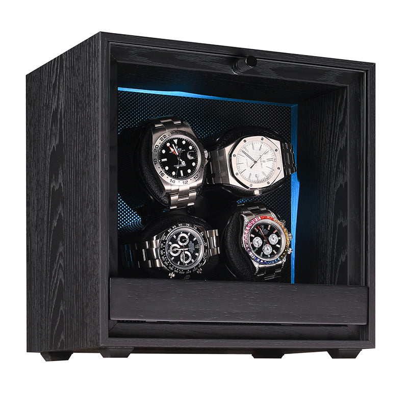 Remontoir Zénith 4 montres noir bois et carbone – Maison Orvian