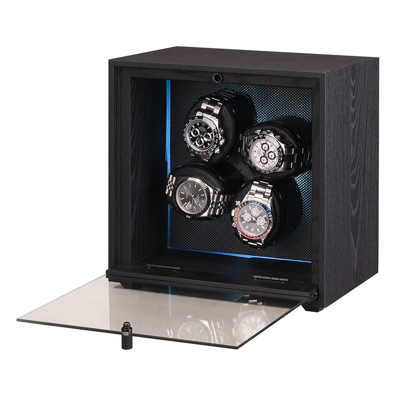 Remontoir Zénith 4 montres noir bois et carbone – Maison Orvian