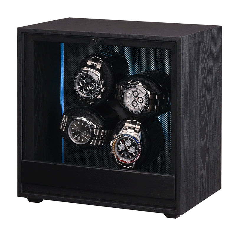 Remontoir Zénith 4 montres noir bois et carbone – Maison Orvian