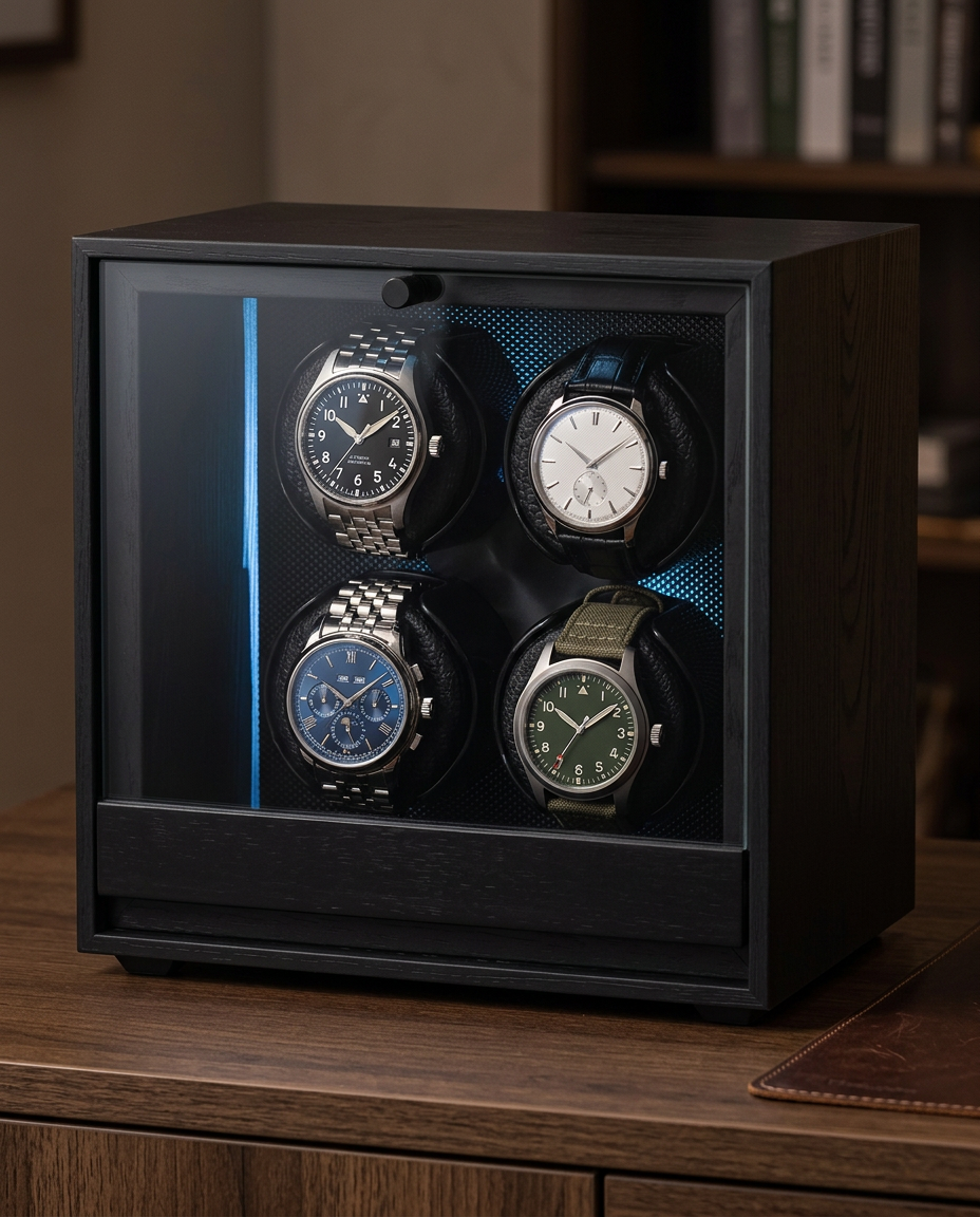 Remontoir Zénith 4 montres sur une console
